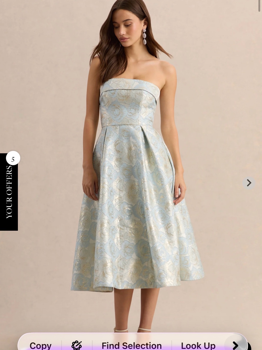 Tori Powder Blue Jacquard Bandeau Skater Midi Dress Size 6